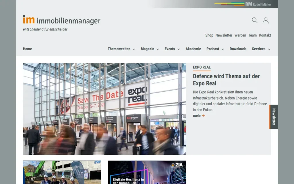 Startseite von immobilienmanager