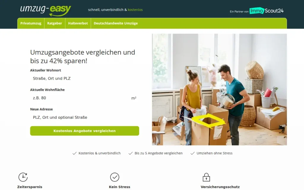 Startseite von ImmoScout24 Umzug (umzug-easy)