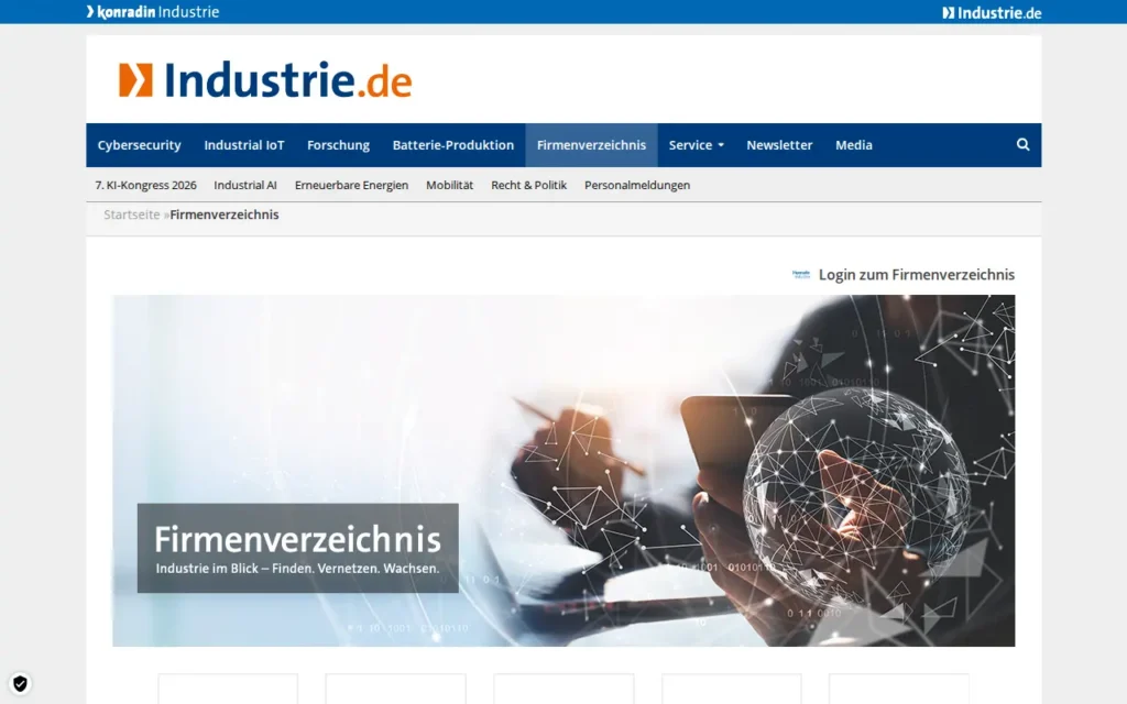 Startseite von industrie.de Firmenverzeichnis (Konradin)
