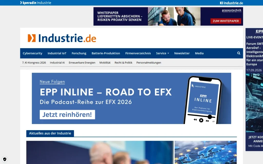 Startseite von industrie.de