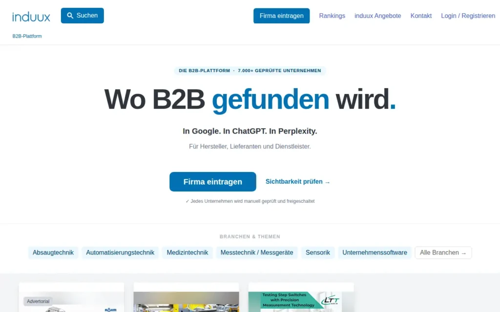 Startseite von induux