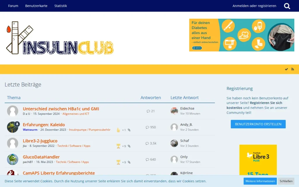 Startseite von Insulinclub.de