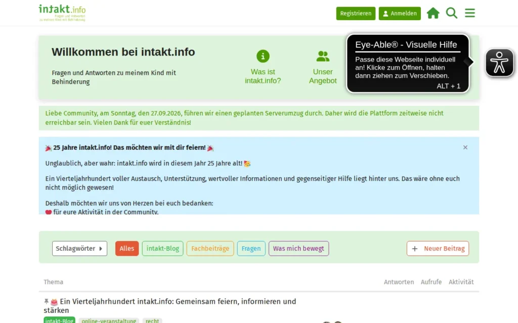 Startseite von intakt.info Community