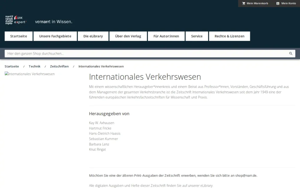 Startseite von Internationales Verkehrswesen