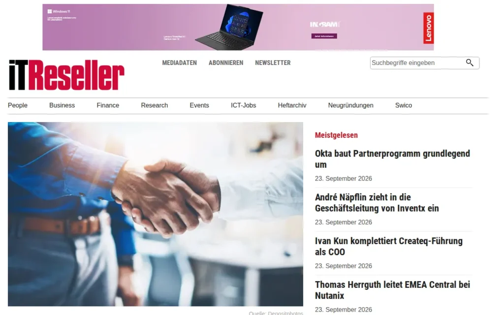 Startseite von IT Reseller (Swiss IT Reseller)
