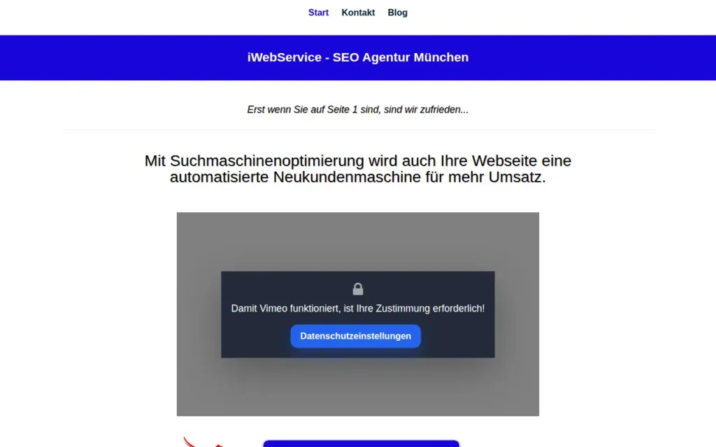 Startseite von iWebService