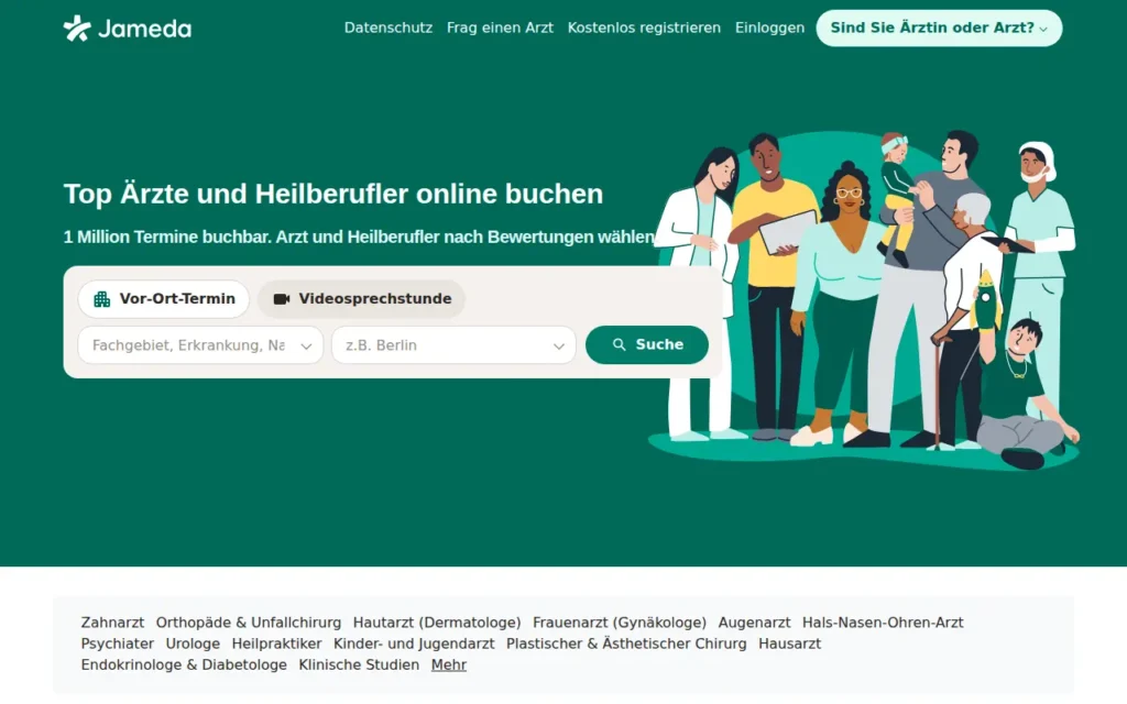 Startseite von jameda