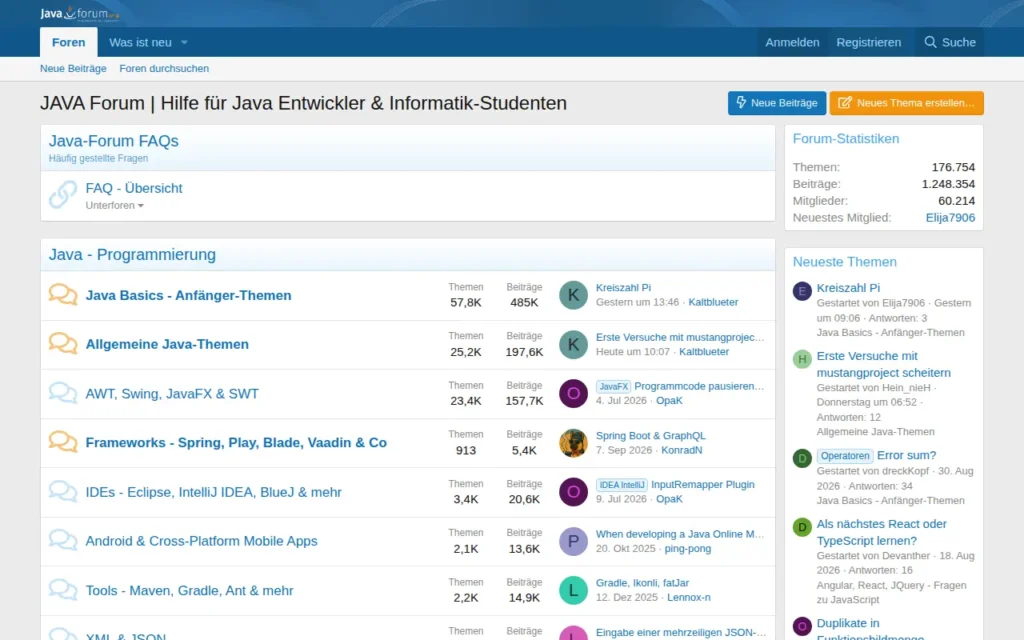 Startseite von Java-Forum.org