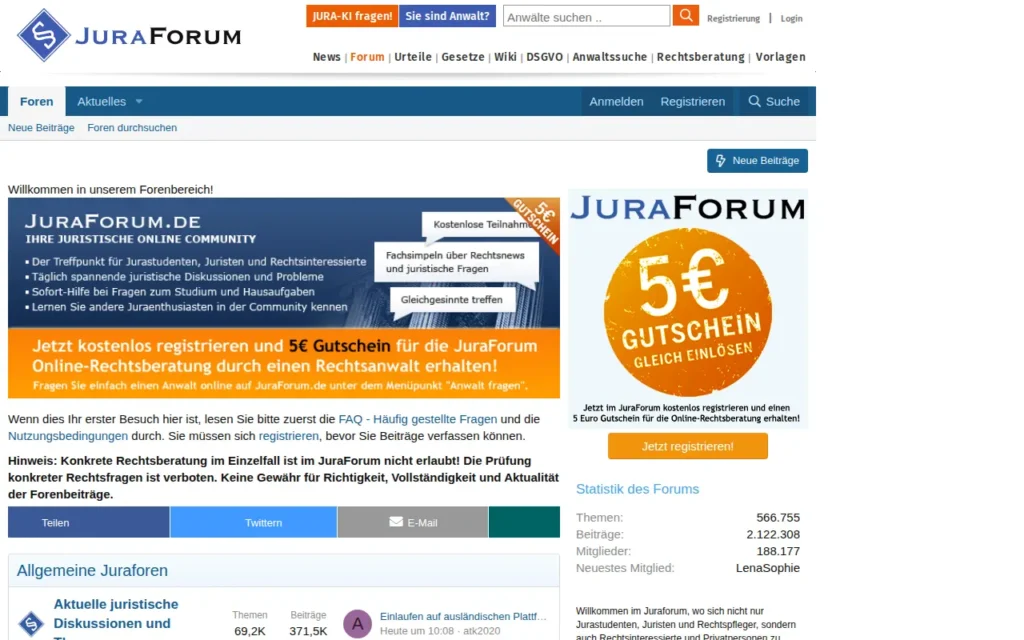 Startseite von JuraForum.de