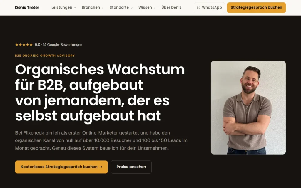 Startseite von Denis Treter – SEO-Berater für B2B