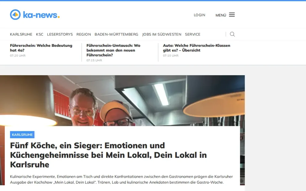 Startseite von ka-news
