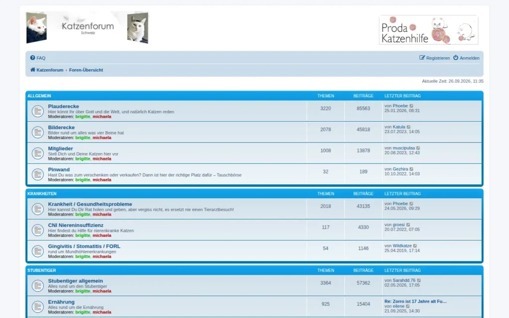 Startseite von Katzenforum Schweiz