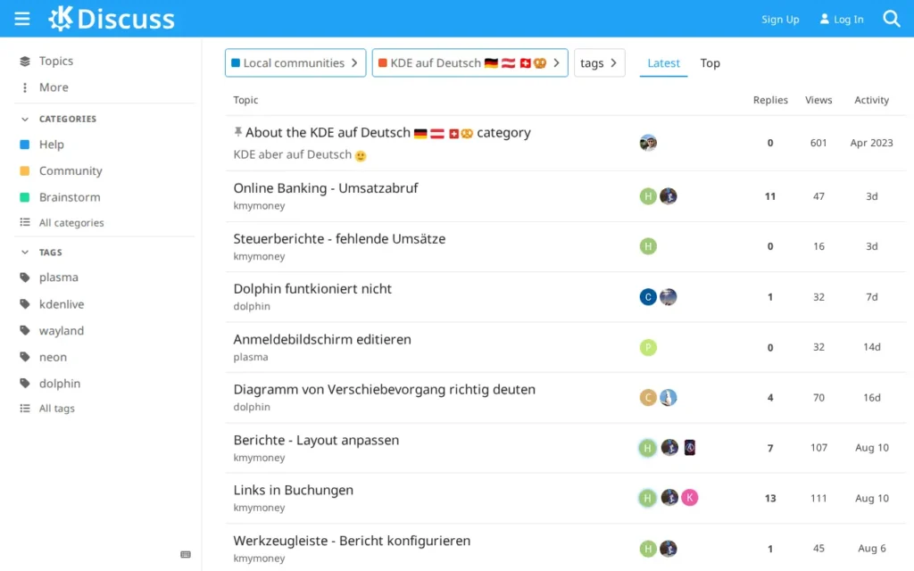 Startseite von KDE Discuss – KDE in Deutsch