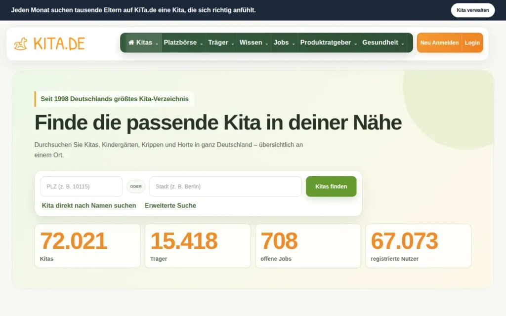 Startseite von KiTa.de