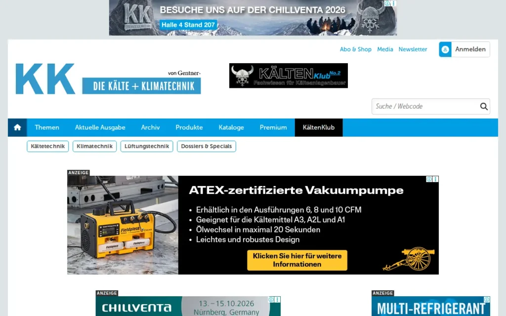 Startseite von KK DIE KÄLTE + Klimatechnik