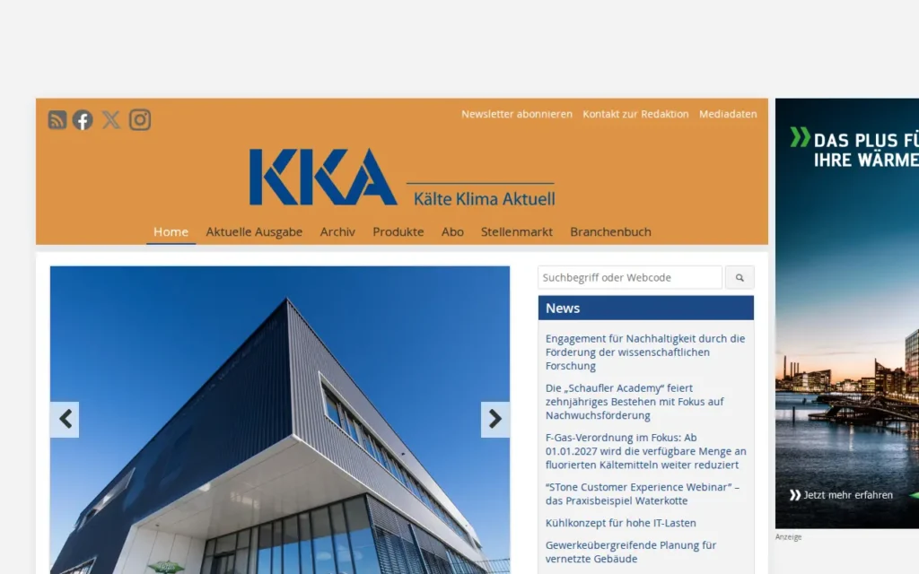 Startseite von KKA Kälte Klima Aktuell