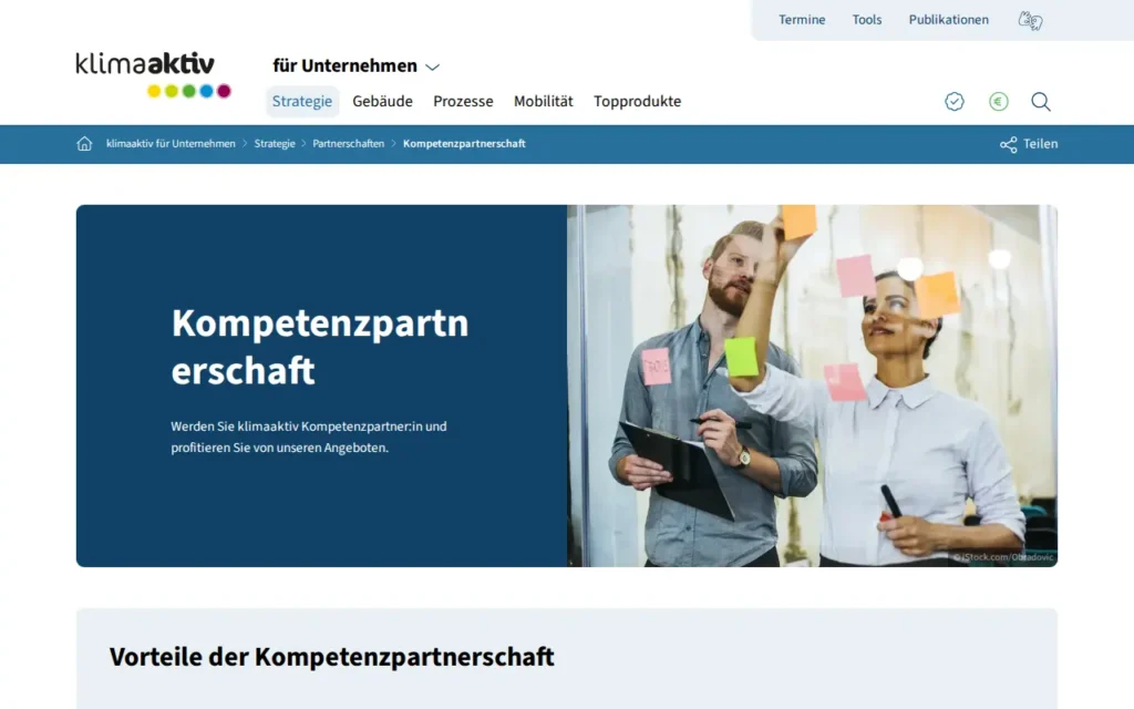 Startseite von klimaaktiv Kompetenzpartner (Klimaschutzinitiative des Bundes)