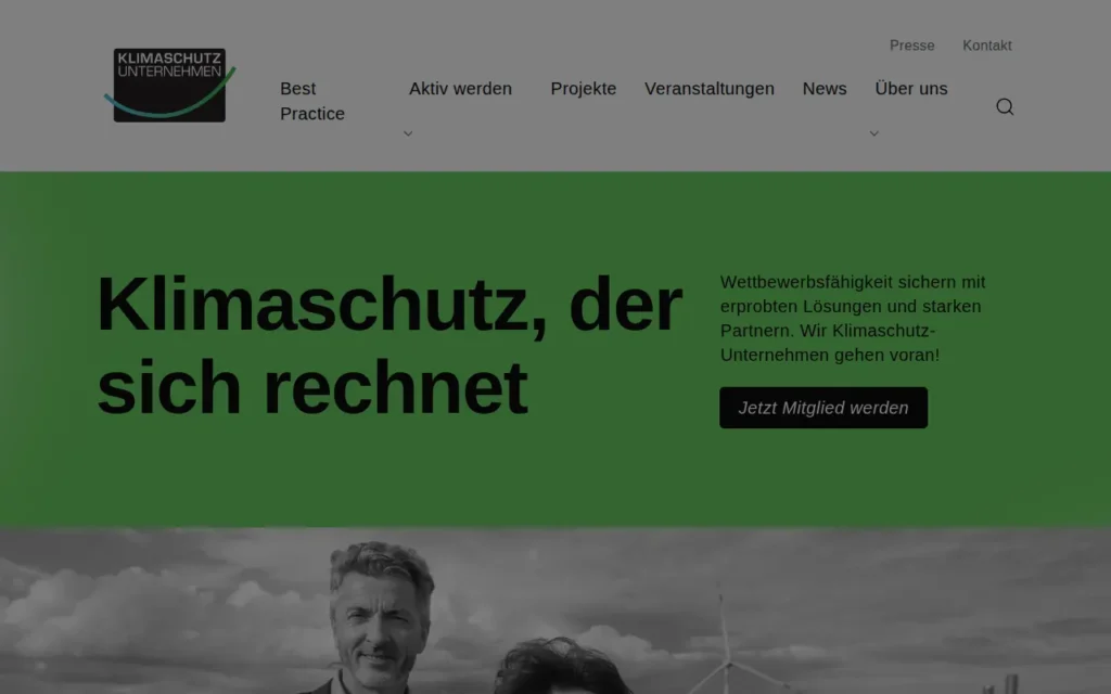 Startseite von Klimaschutz-Unternehmen e.V.