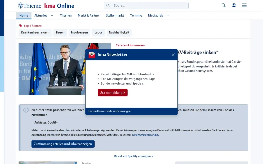 Startseite von kma – Klinik Management aktuell