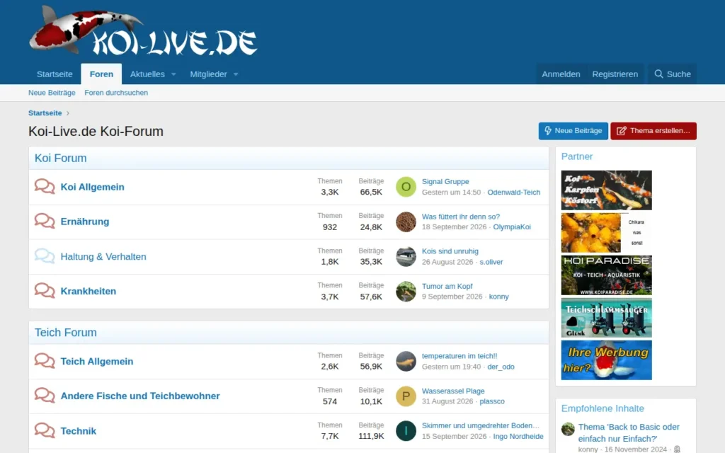 Startseite von Koi-Live.de Koi-Forum