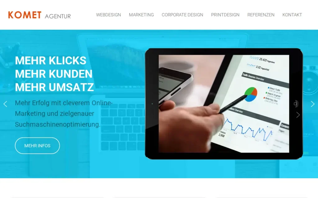 Startseite von KOMET Agentur