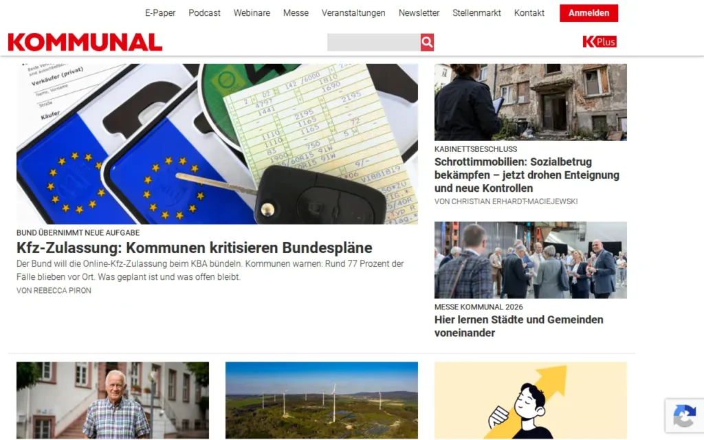 Startseite von KOMMUNAL