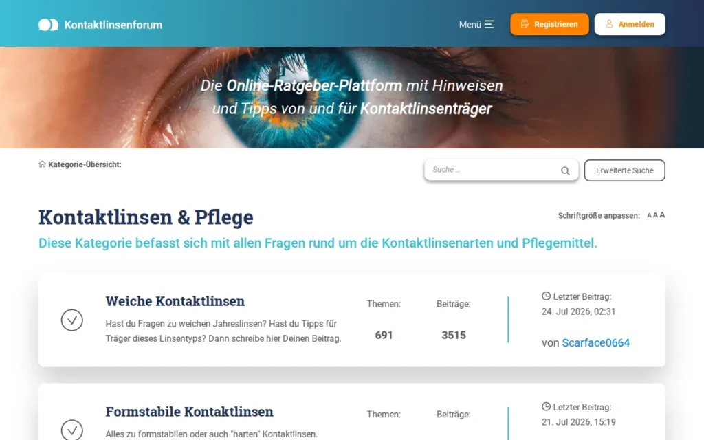 Startseite von kontaktlinsenforum.de