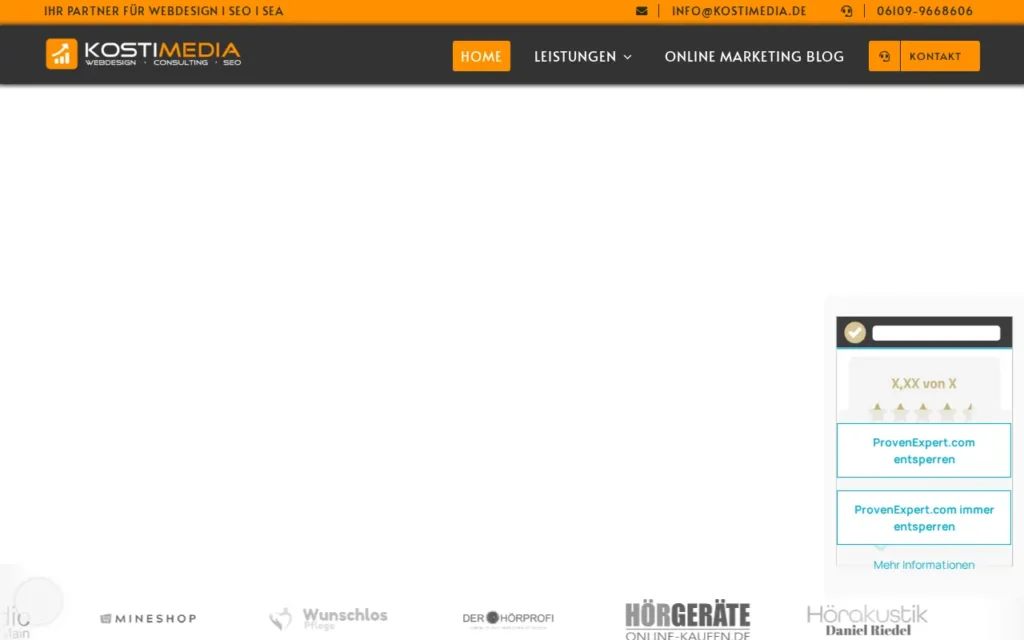 Startseite von Kostimedia (Abteilung der Kostidesign GmbH)