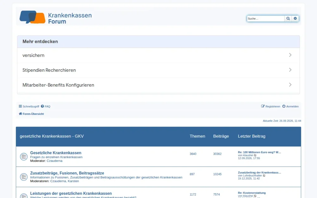 Startseite von Krankenkassenforum
