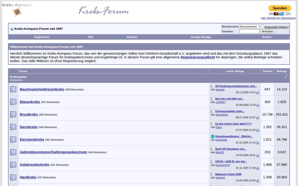 Startseite von Krebs-Kompass-Forum