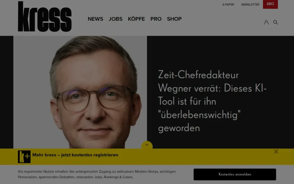 Startseite von kress