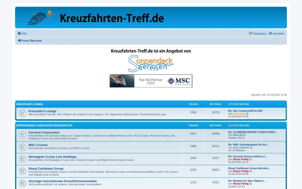 Startseite von Kreuzfahrten-Treff.de