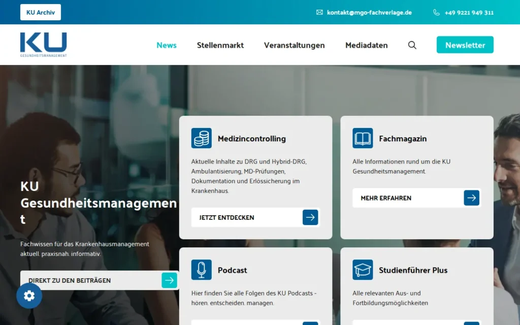 Startseite von KU Gesundheitsmanagement