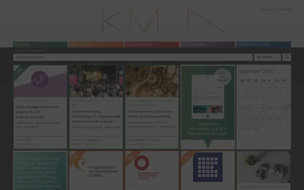 Startseite von Kulturmanagement Network