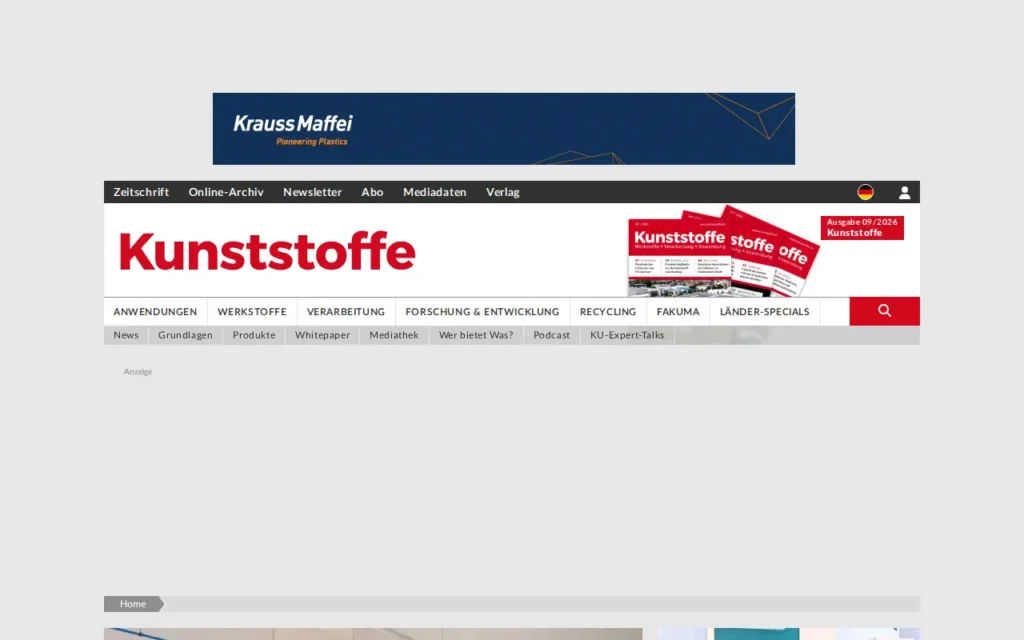 Startseite von Kunststoffe