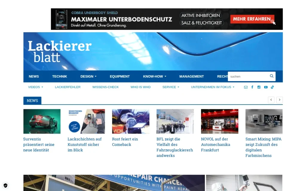 Startseite von Lackiererblatt