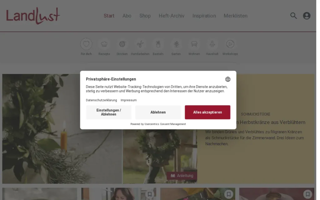 Startseite von LANDLUST