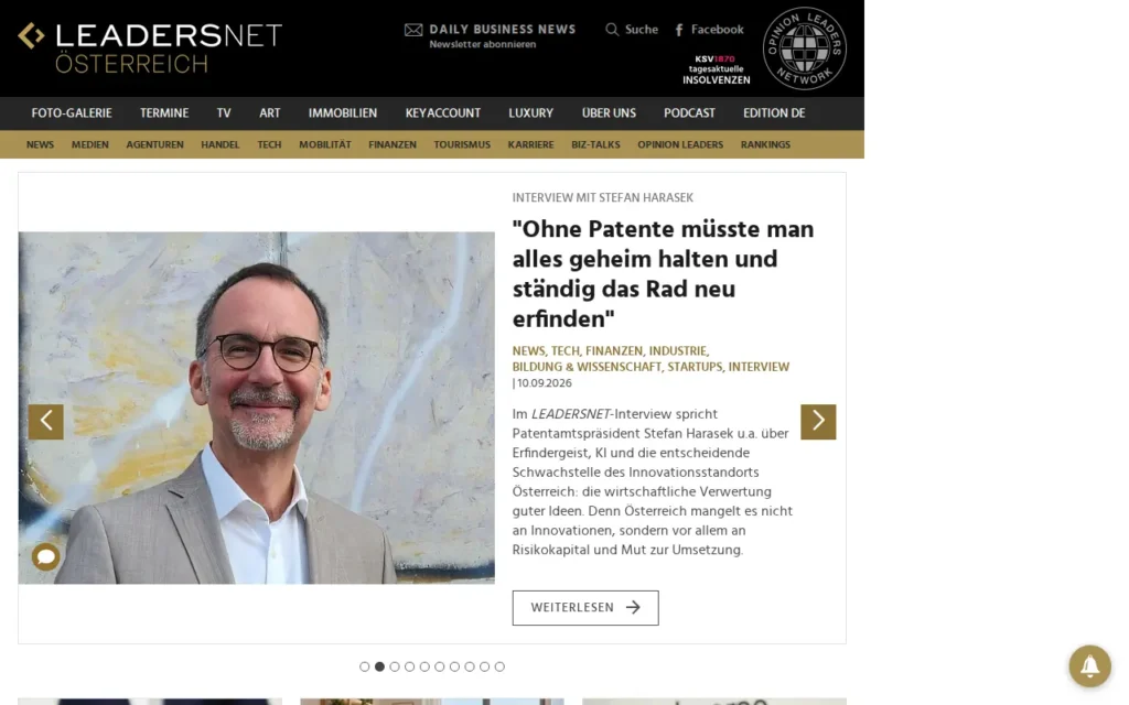 Startseite von Leadersnet
