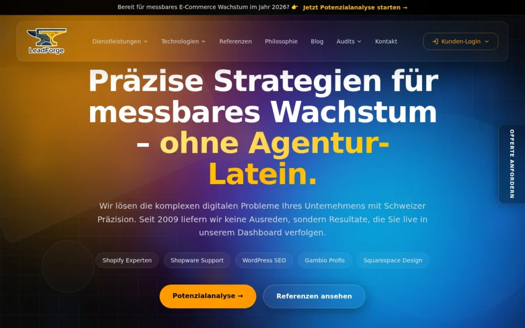 Startseite von LeadForge (Templatestore Lynn)