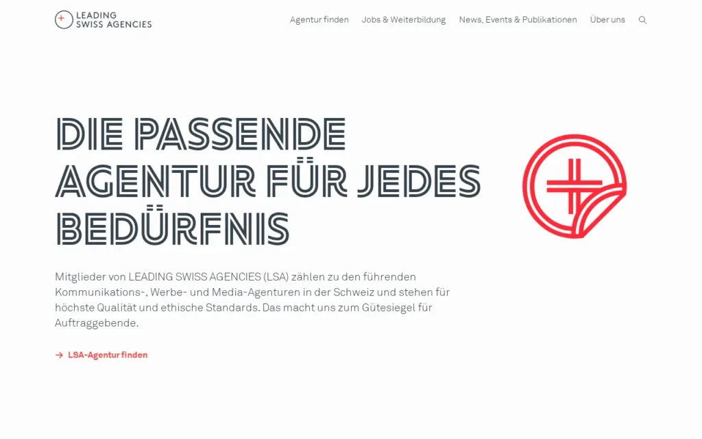 Startseite von Leading Swiss Agencies (LSA) – Agenturen finden