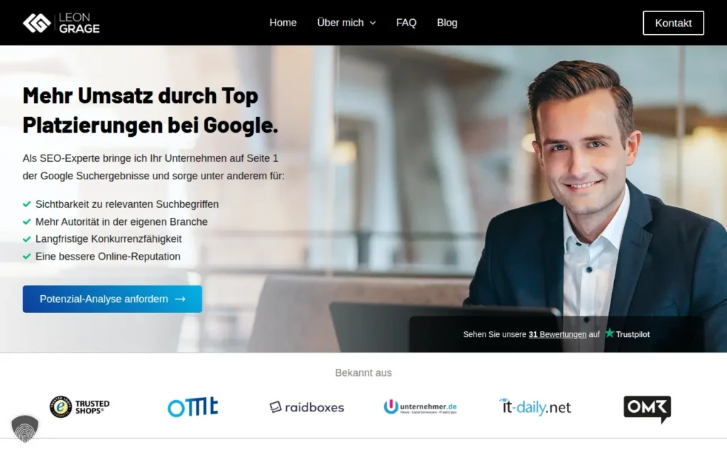 Startseite von Leon Grage Marketing