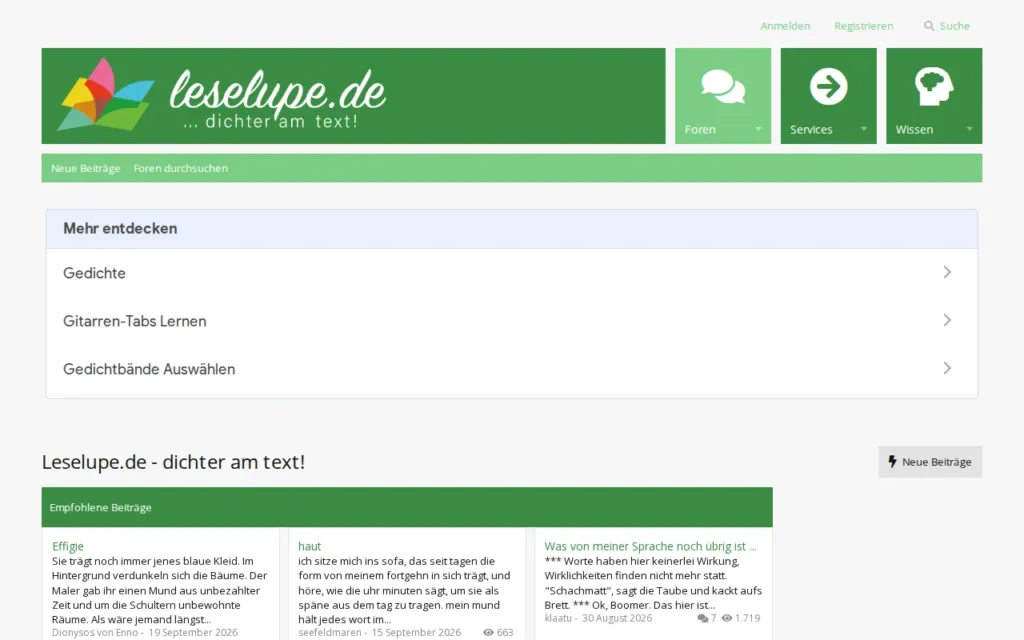 Startseite von Leselupe.de