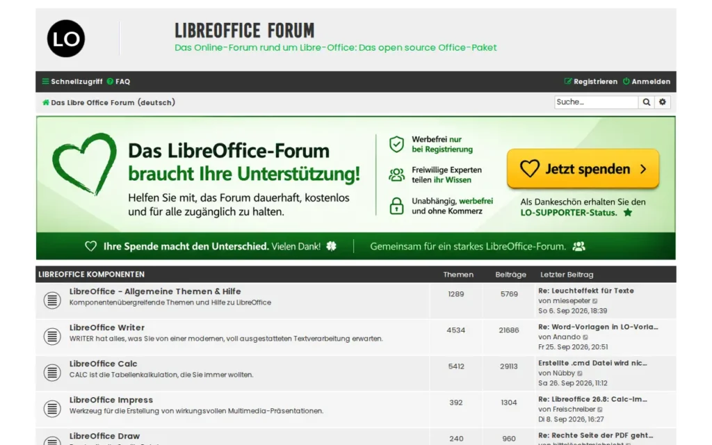 Startseite von LibreOffice Forum (deutsch)