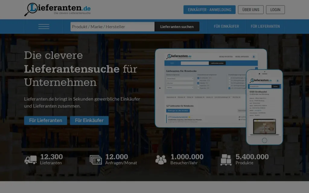 Startseite von Lieferanten.de