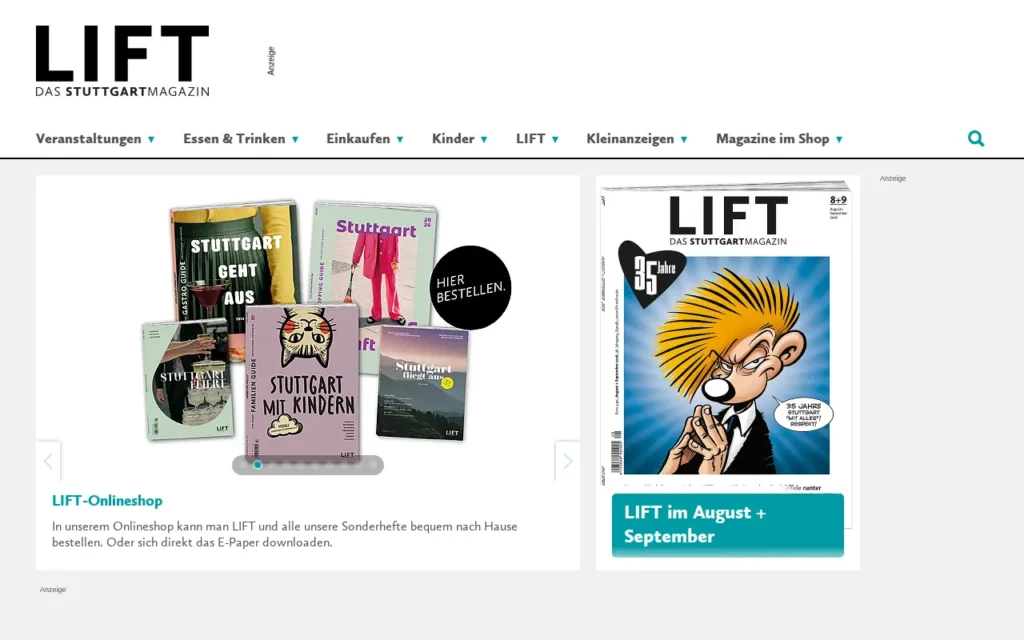 Startseite von LIFT Stadtmagazin Stuttgart