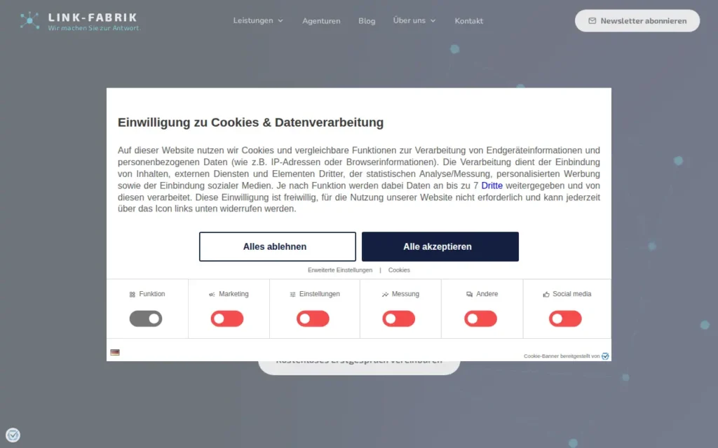 Startseite von Link-Fabrik AG