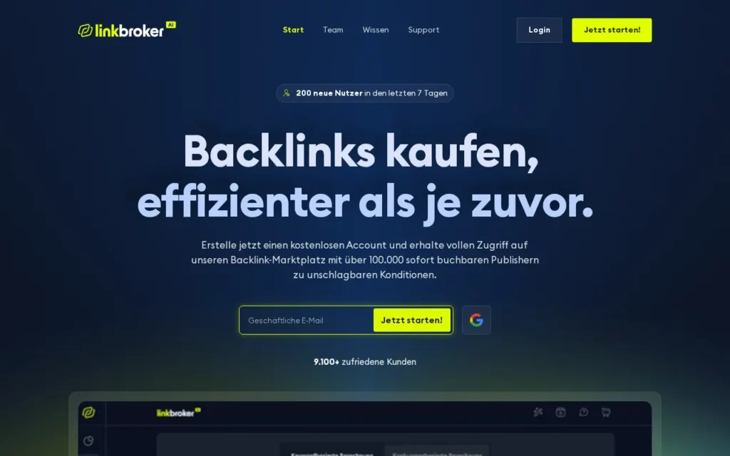 Startseite von Linkbroker (JustScale GmbH)