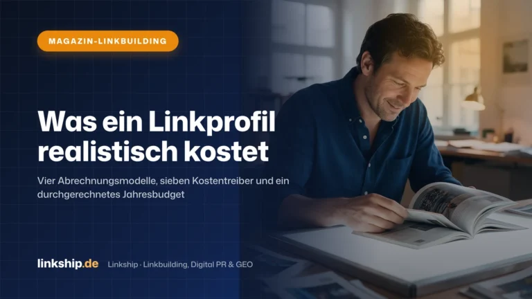Titelkarte: Was ein Linkprofil realistisch kostet – Magazin-Linkbuilding, Linkship