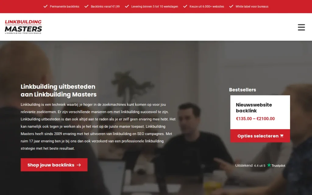 Startseite von Linkbuilding Masters