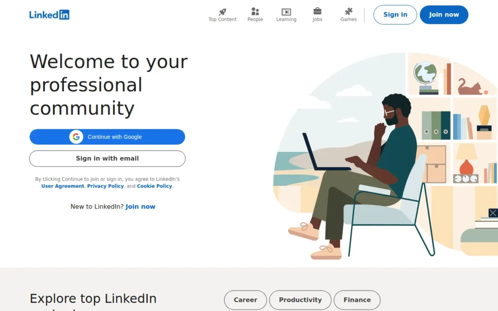 Startseite von LinkedIn Unternehmensseite